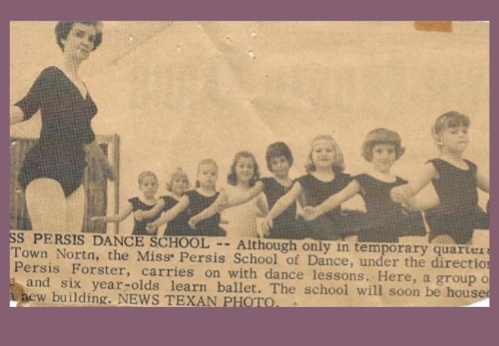 Vintage photo of young dancers in vest and tutu costumes at Miss Persis Studio