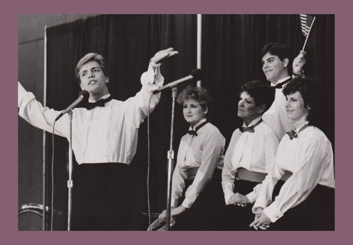 Vintage photo of a Miss Persis Studio performance group singing on stage