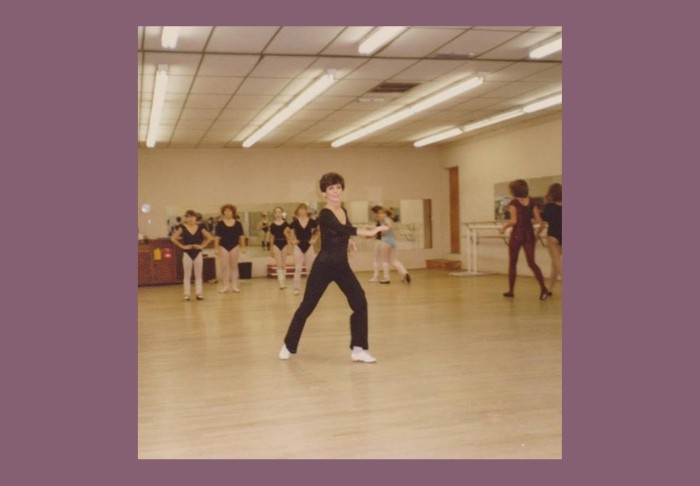 Vintage photo of a dance instructor teaching a class at Miss Persis Studio